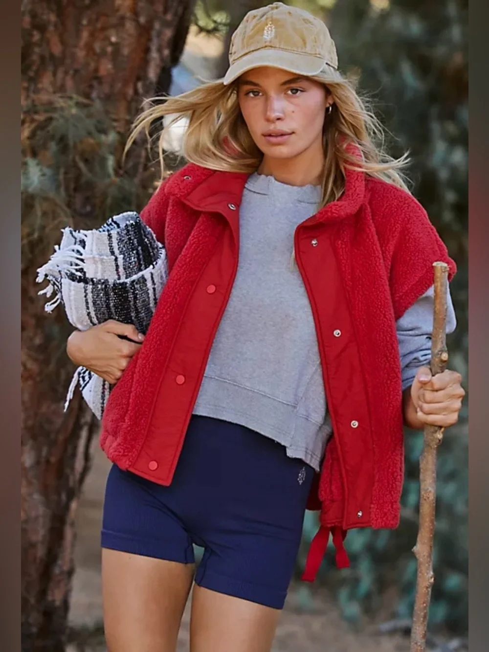Free People Movement Scout it Out fleece vest in cranberry